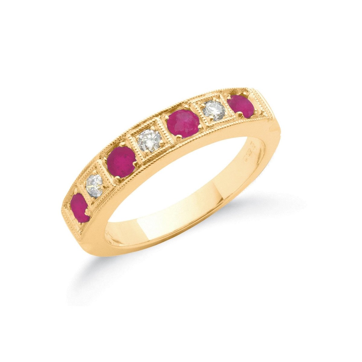 18ct Yellow Gold 0.15ct Diamond & 0.80ct Ruby Eternity Ring - Samuel Perry