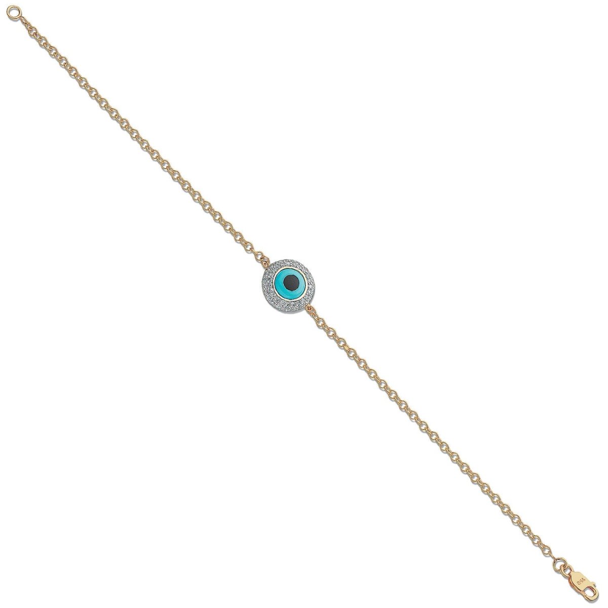 18ct Yellow Gold 0.30ct Diamond Evil Eye Bracelet - Samuel Perry