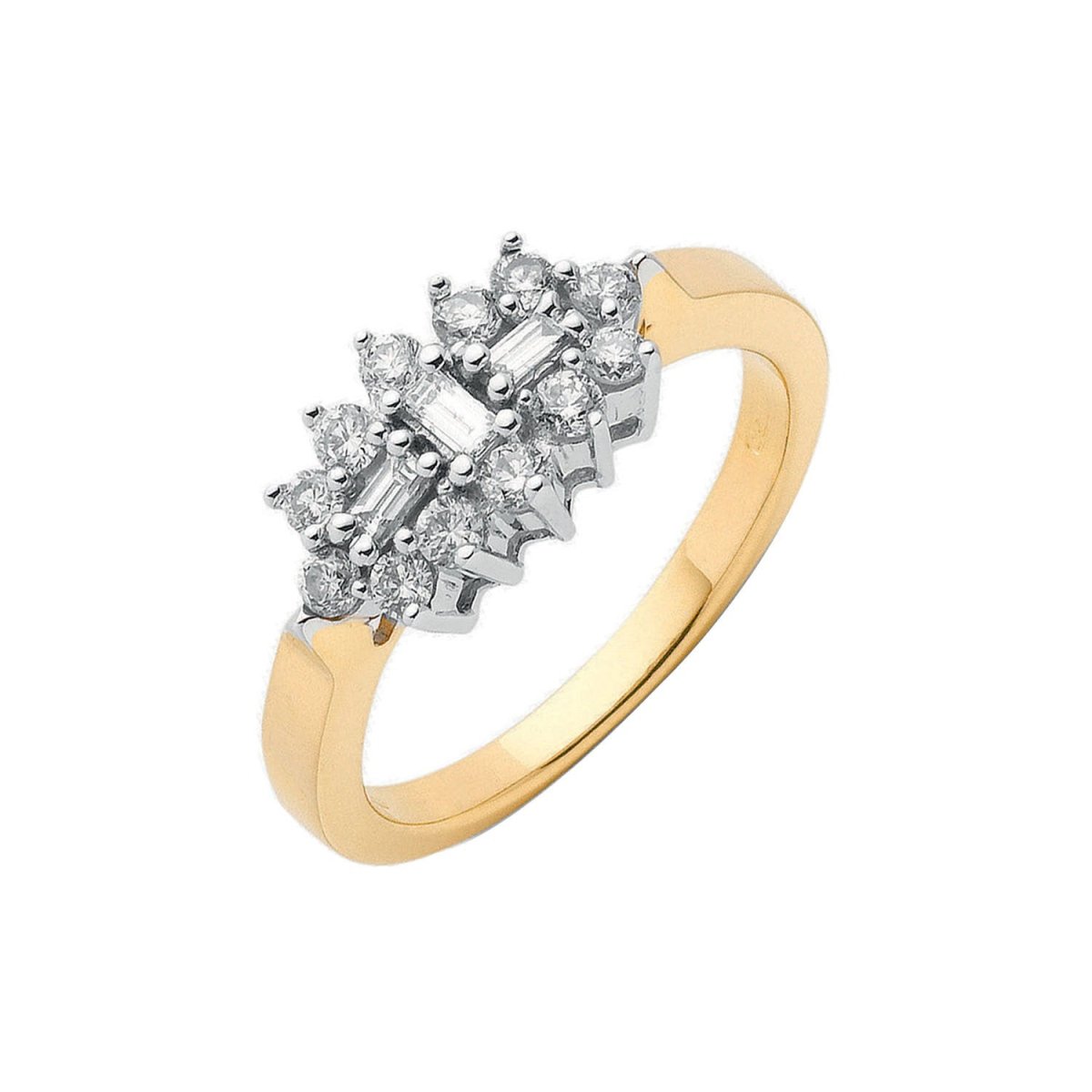 18ct Yellow Gold 0.50ct Diamond Boat Cluster Ring - Samuel Perry