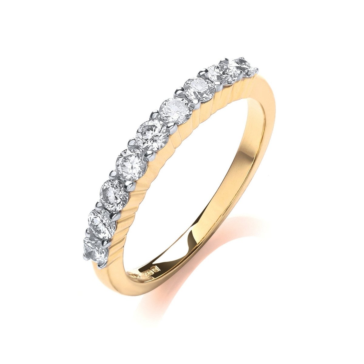 18ct Yellow Gold 0.50ct Diamond Half Eternity Ring - Samuel Perry