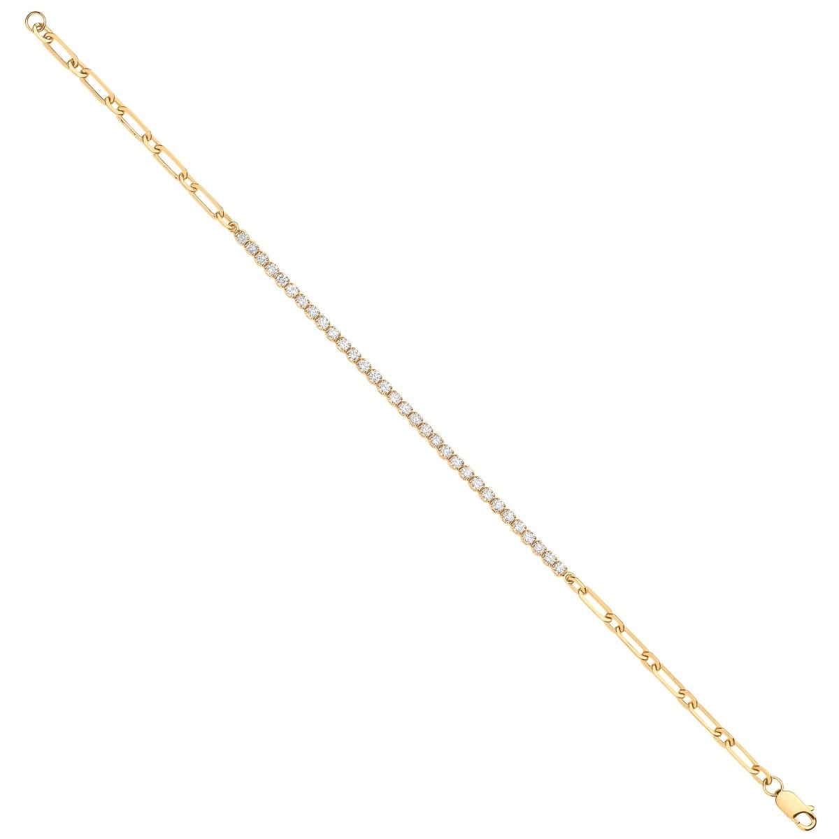 18ct Yellow Gold 0.80ct Half Diamond Tennis Bracelet - Samuel Perry