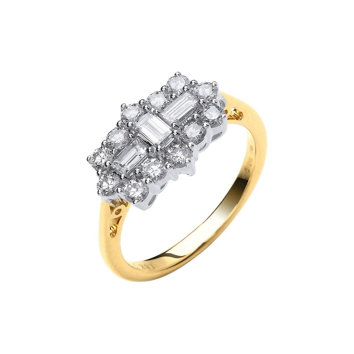 18ct Yellow Gold 1.00ct Diamond Cluster Ring - Samuel Perry
