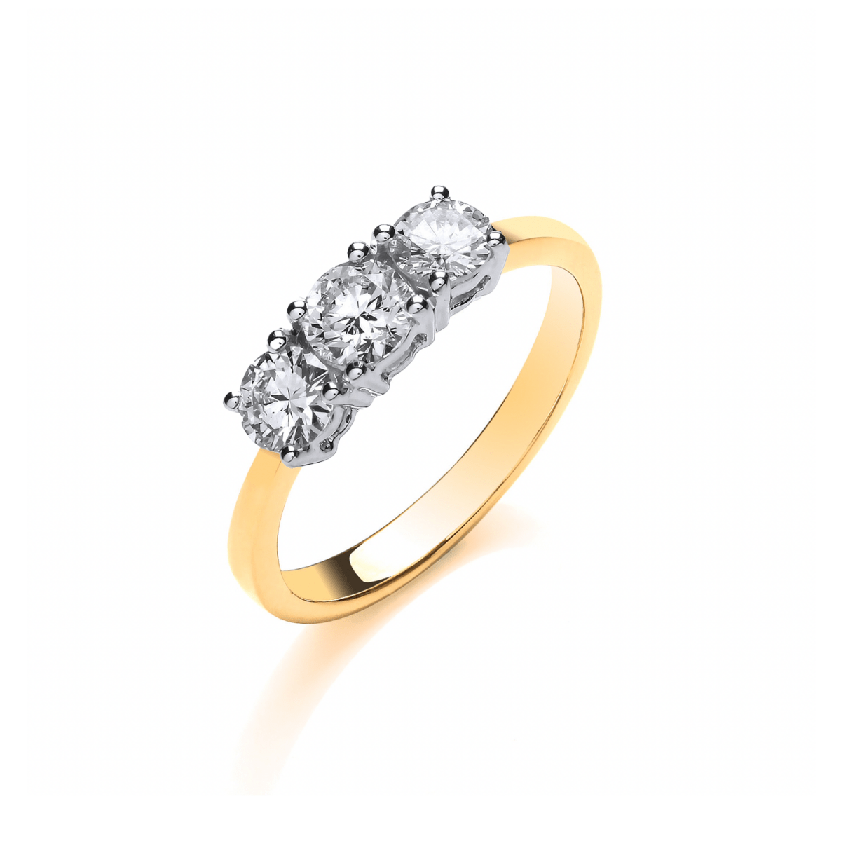 18ct Yellow Gold 1.00ct Diamond Trilogy Ring - Samuel Perry