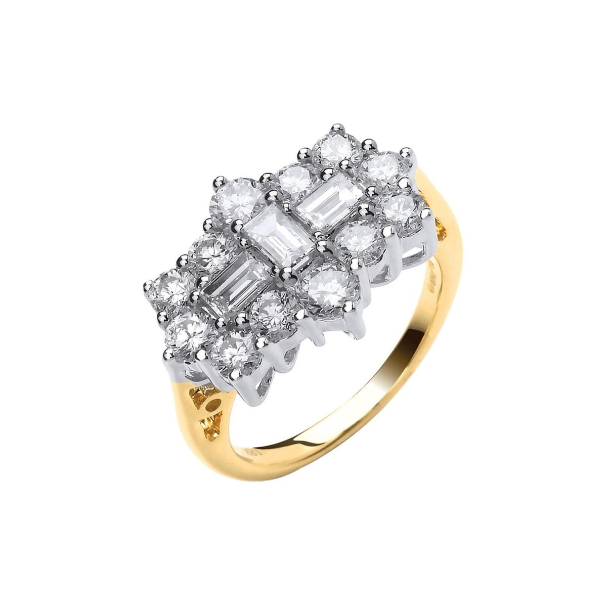 18ct Yellow Gold 2.00ct Diamond Boat/Cluster Ring - Samuel Perry