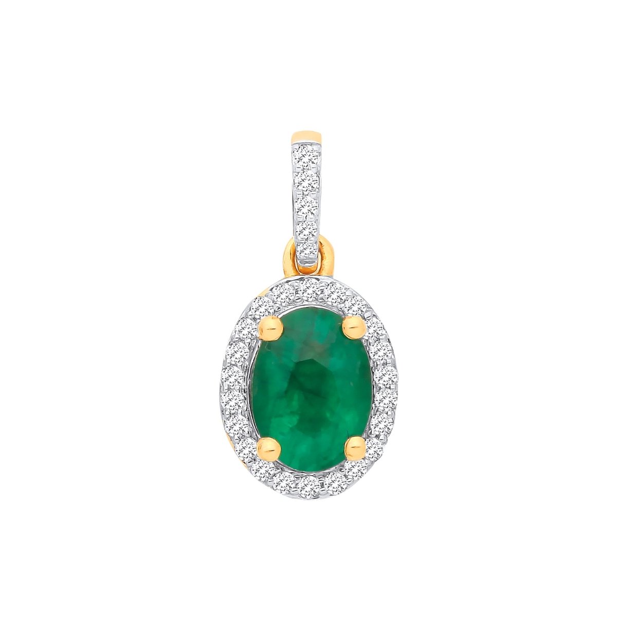 18ct Yellow Gold Emerald & Diamond Pendant - Samuel Perry
