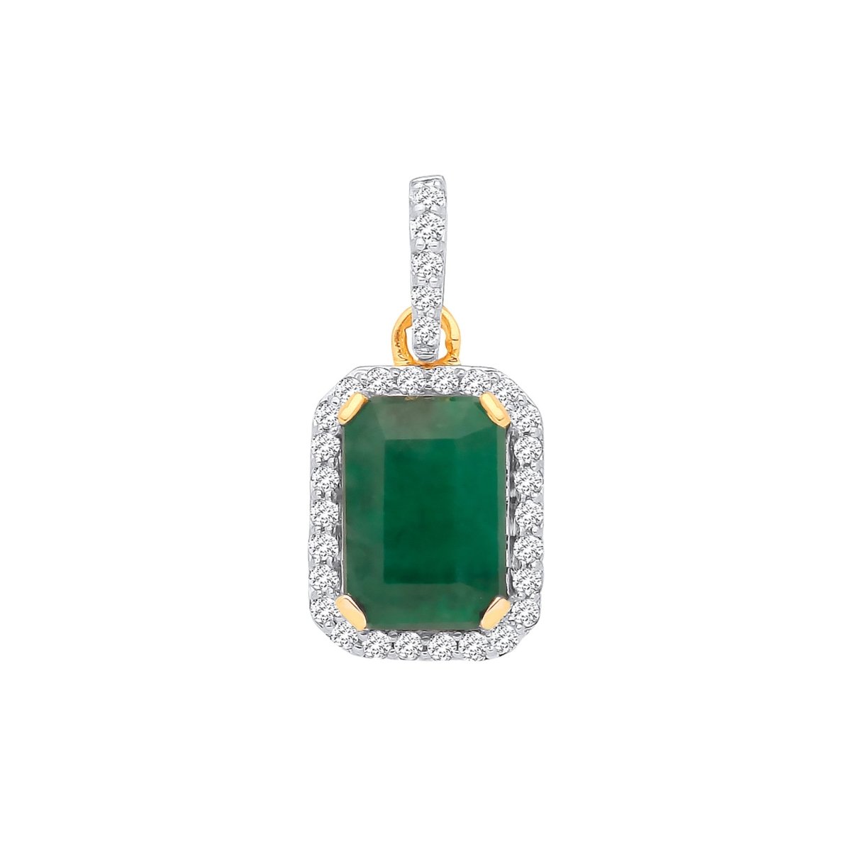 18ct Yellow Gold Emerald & Diamond Pendant - Samuel Perry