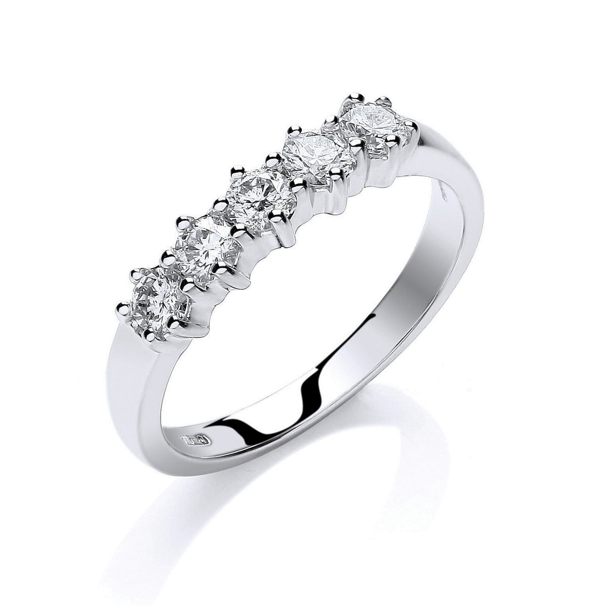 18ct White Gold 0.50ct 5 Stone Diamond Eternity Ring - Luxury Design