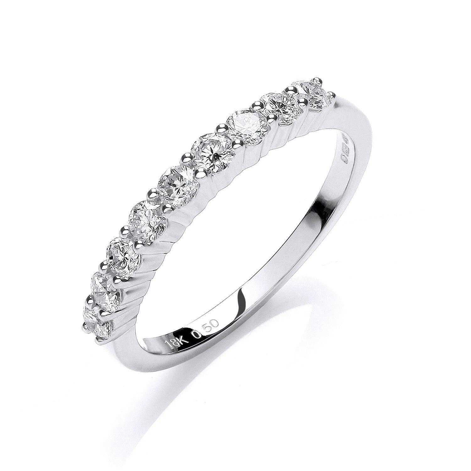 18ct White Gold 0.50ct Diamond Half Eternity Ring - Samuel Perry