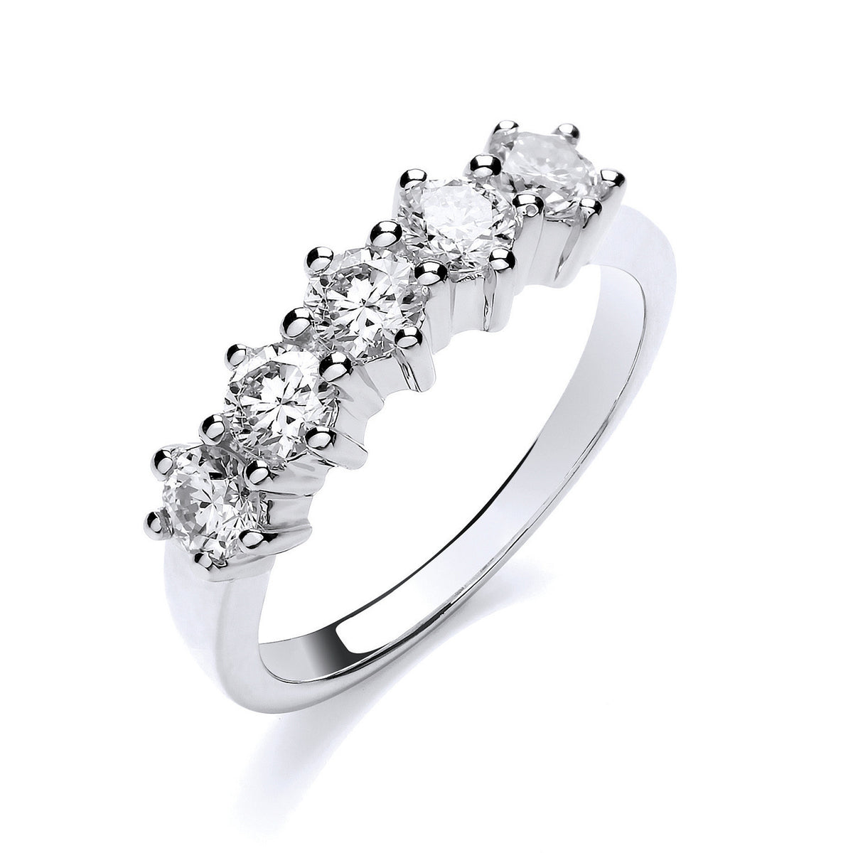 18ct White Gold 1.00ct 5 Stone Diamond Eternity Ring - Elegant & Delicate