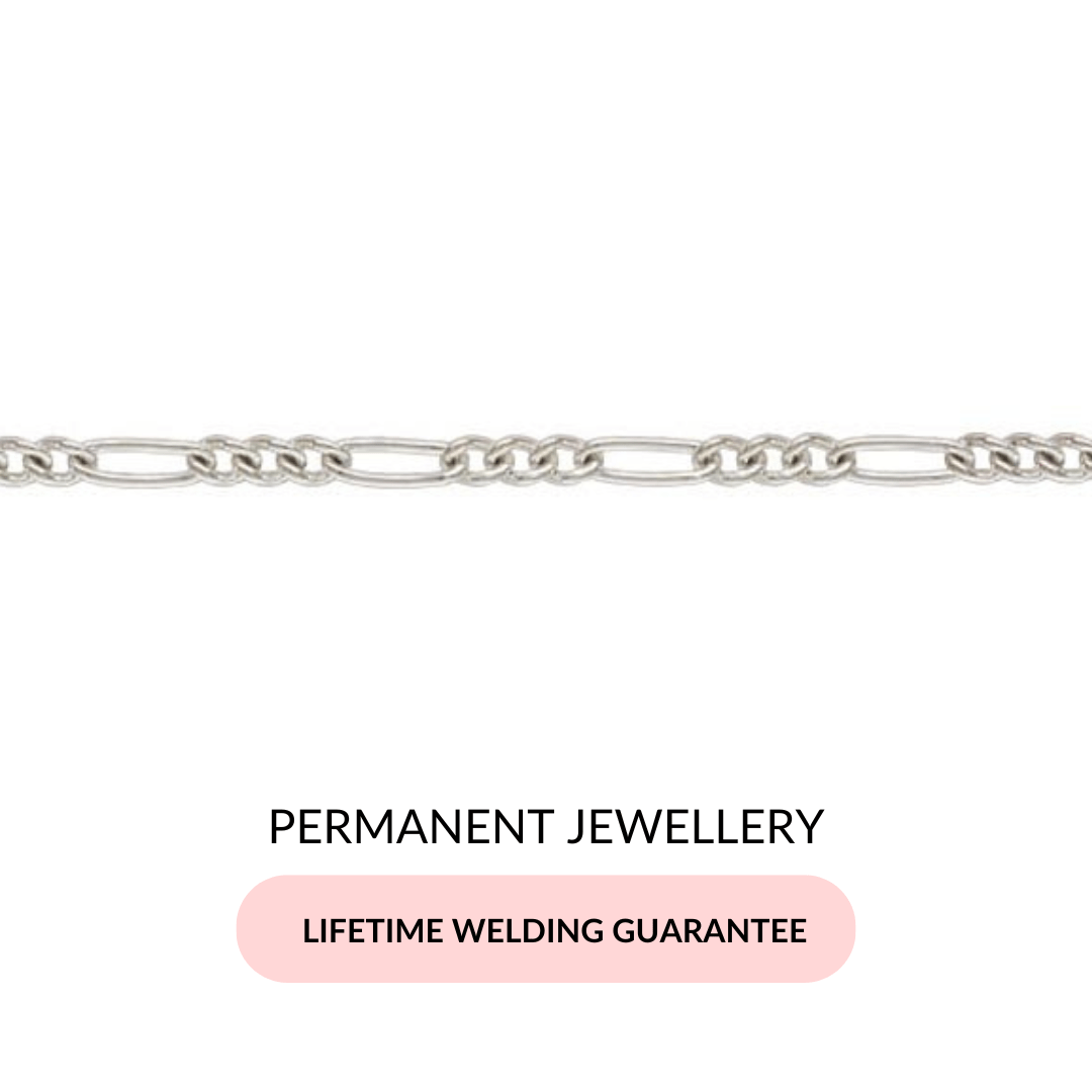 3.5mm Figaro Permanent Jewellery Bracelet in Sterling Silver - Samuel Perry