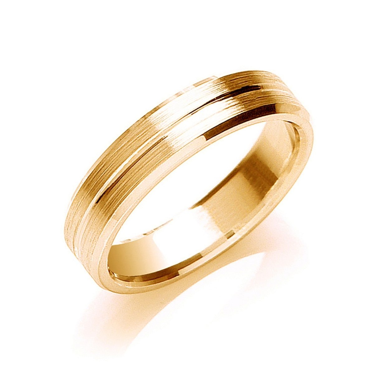 5mm Bevelled Edge Court Wedding Ring in 18ct Yellow Gold - Samuel Perry