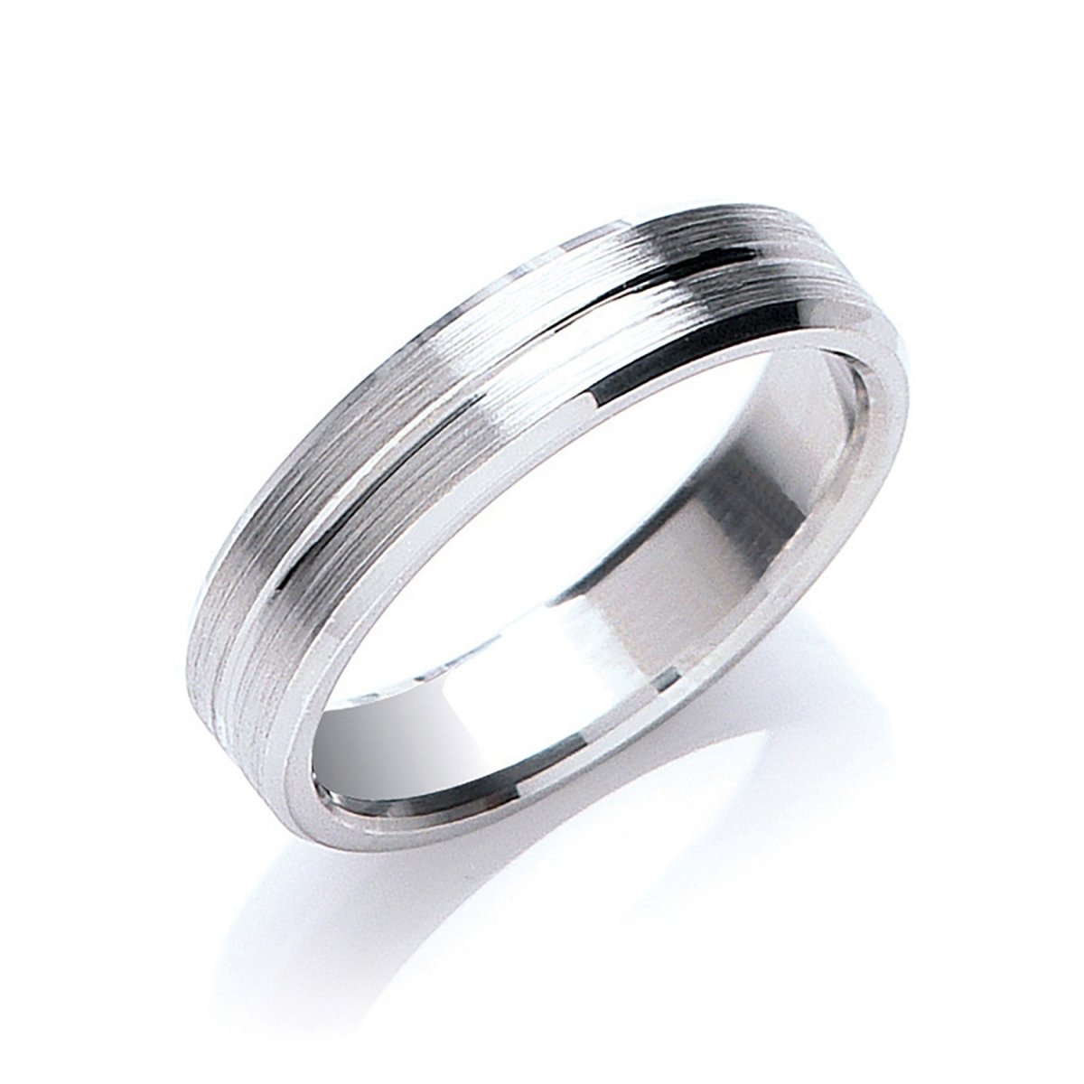 5mm Bevelled Edge Court Wedding Ring in 9ct White Gold - Samuel Perry