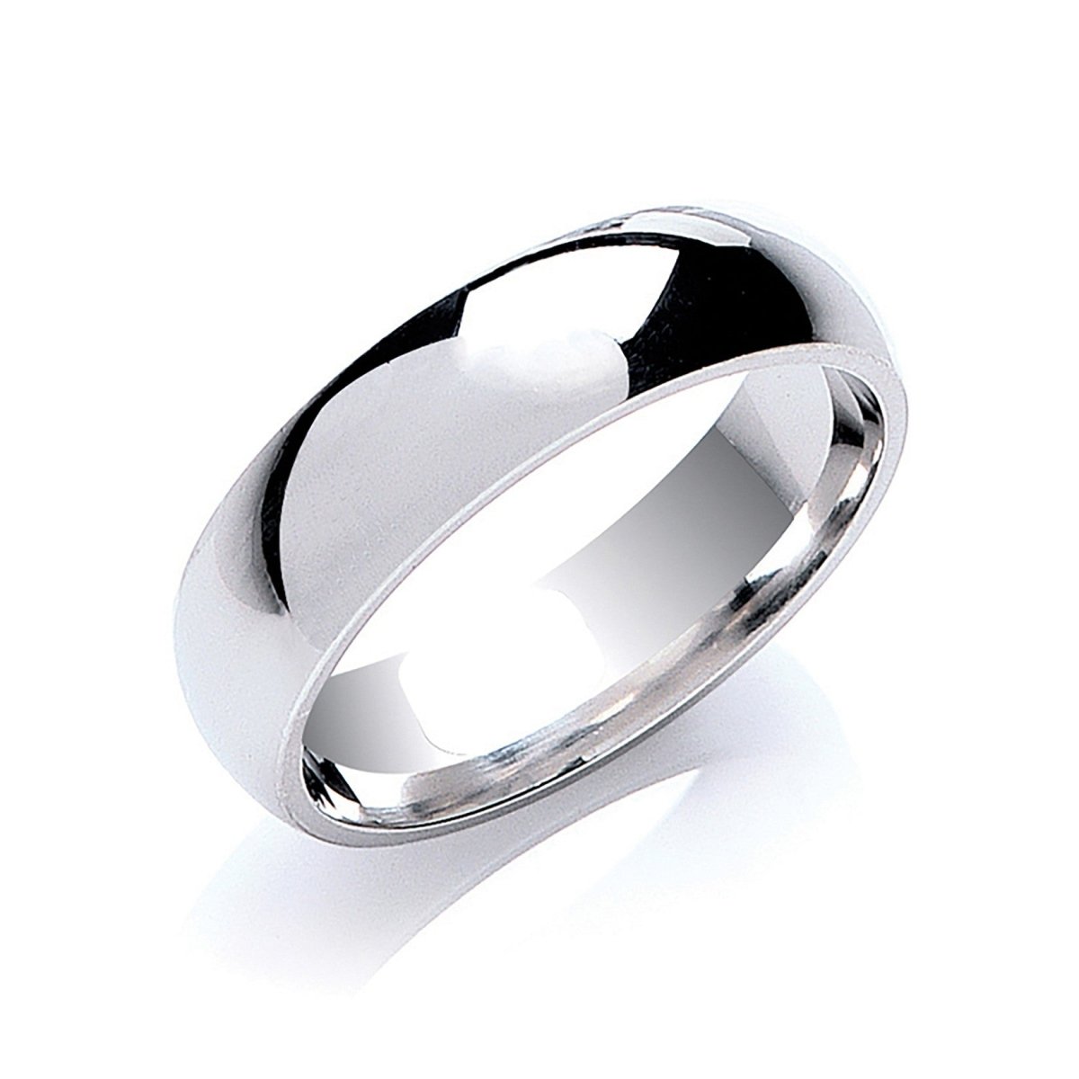 6mm Court Wedding Ring in 9ct White Gold - Samuel Perry