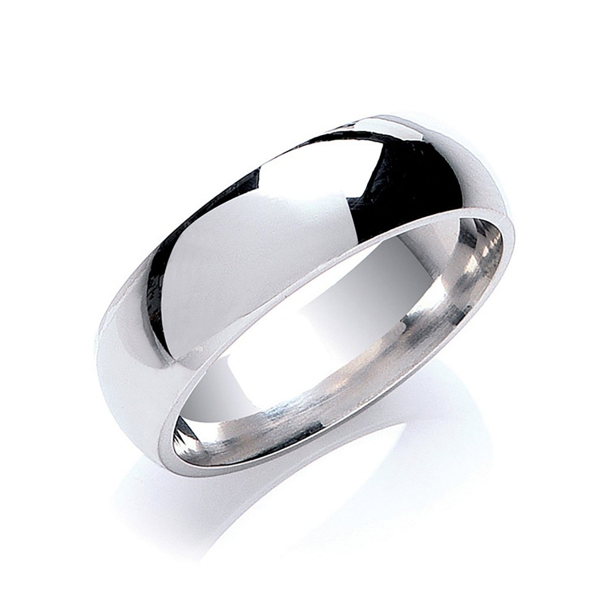 7mm Court Wedding Ring in 9ct White Gold - Samuel Perry