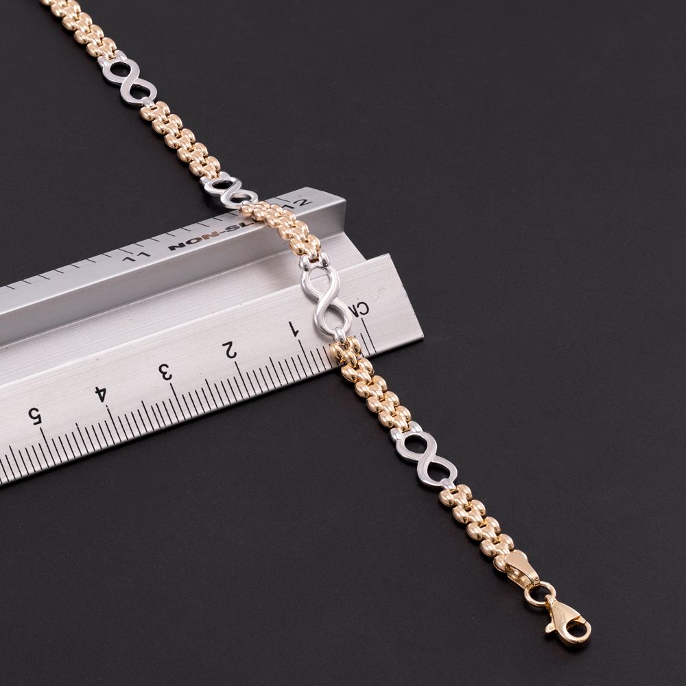 9ct 2 Colour Gold Fancy Eternity Link Bracelet - Samuel Perry