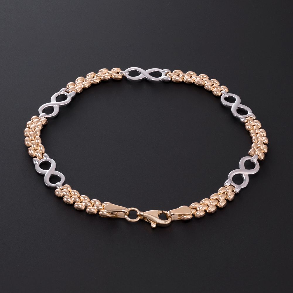 9ct 2 Colour Gold Fancy Eternity Link Bracelet - Samuel Perry