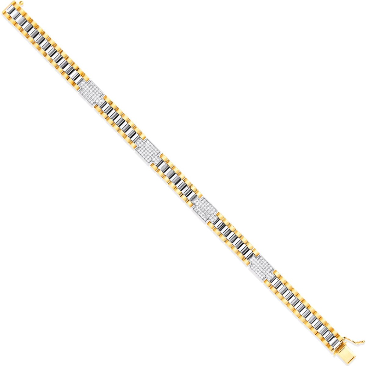 9ct 3 Colour Fancy Link CZ Bracelet - Samuel Perry
