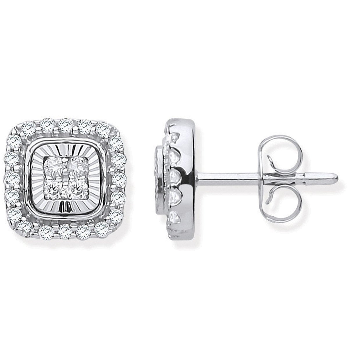 9ct Diamond Milled Bezel 0.33ctw Diamond Earrings - Samuel Perry