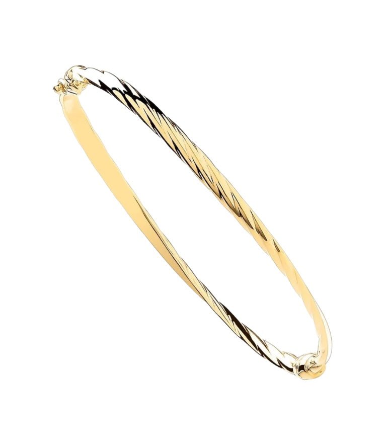 9ct Gold 4mm Polished Twist Bangle - Samuel Perry