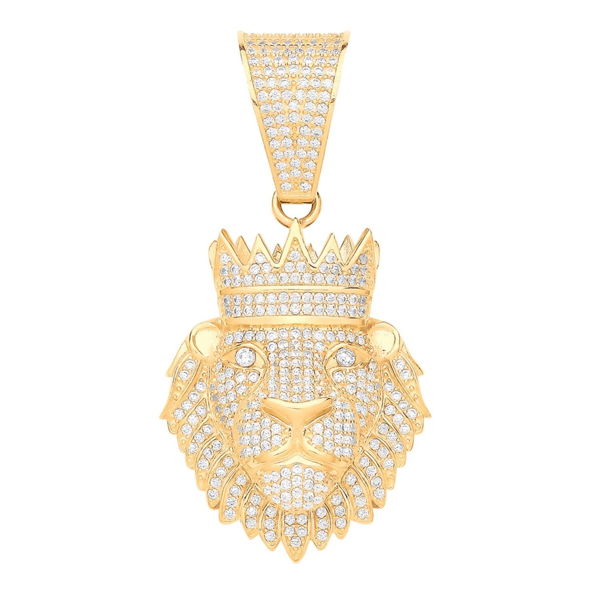 9ct Gold CZ Lion King Face Pendant – Bold & Regal - Samuel Perry