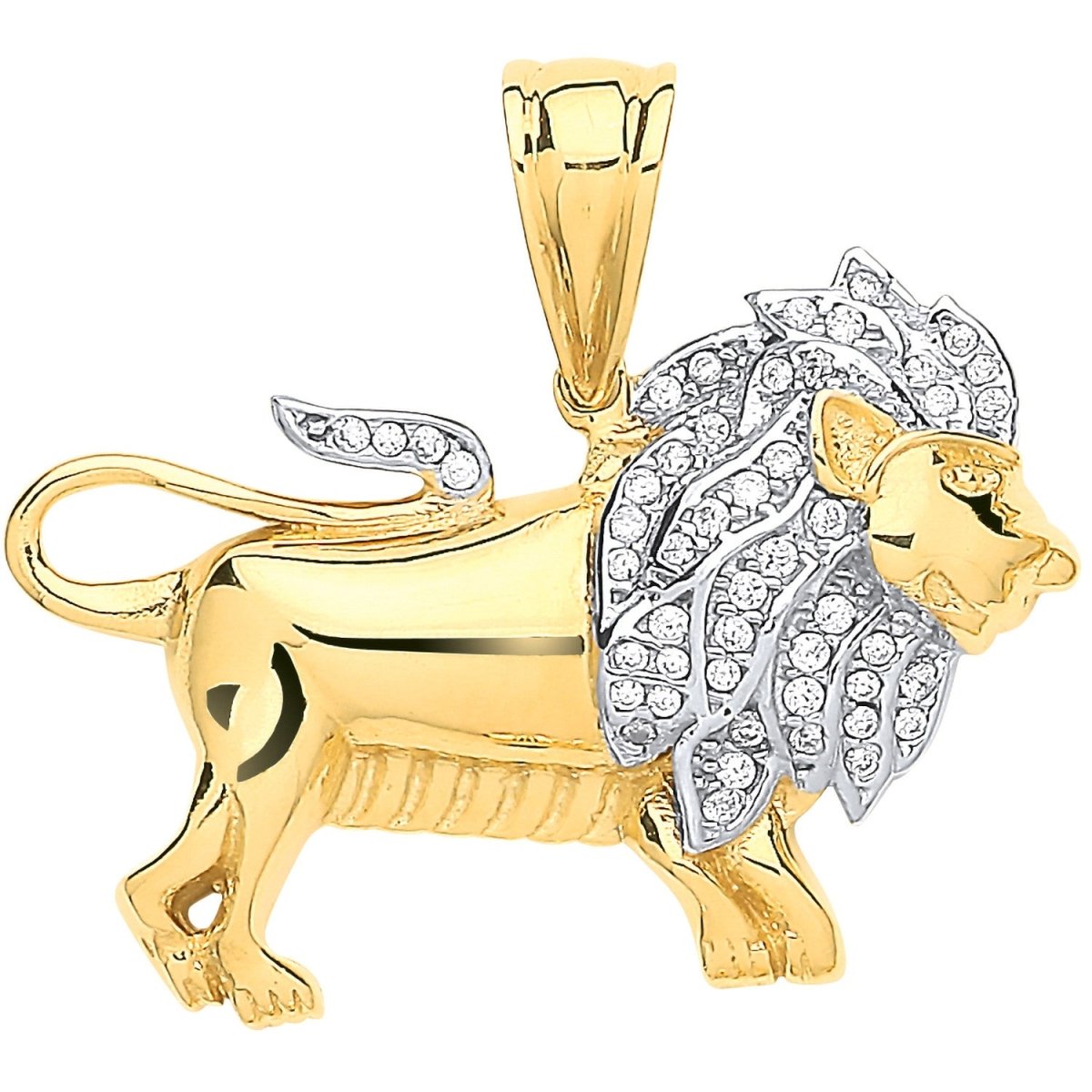 9ct Gold CZ Lion Pendant – Bold & Majestic - Samuel Perry