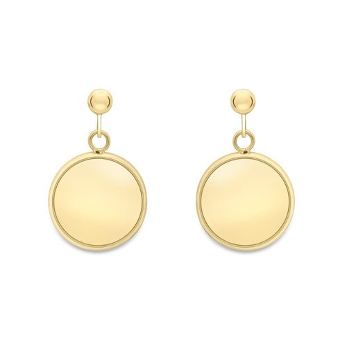 9ct Gold Disc Drop Earrings - Samuel Perry