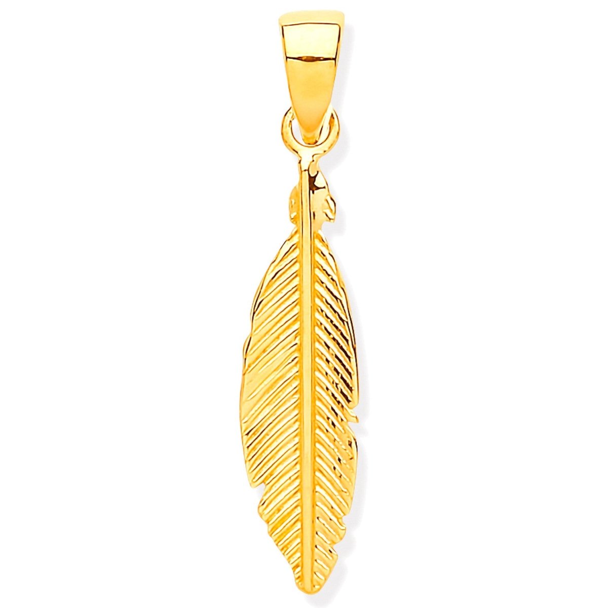 9ct Gold Feather Leaf Pendant – Delicate & Nature - Inspired - Samuel Perry