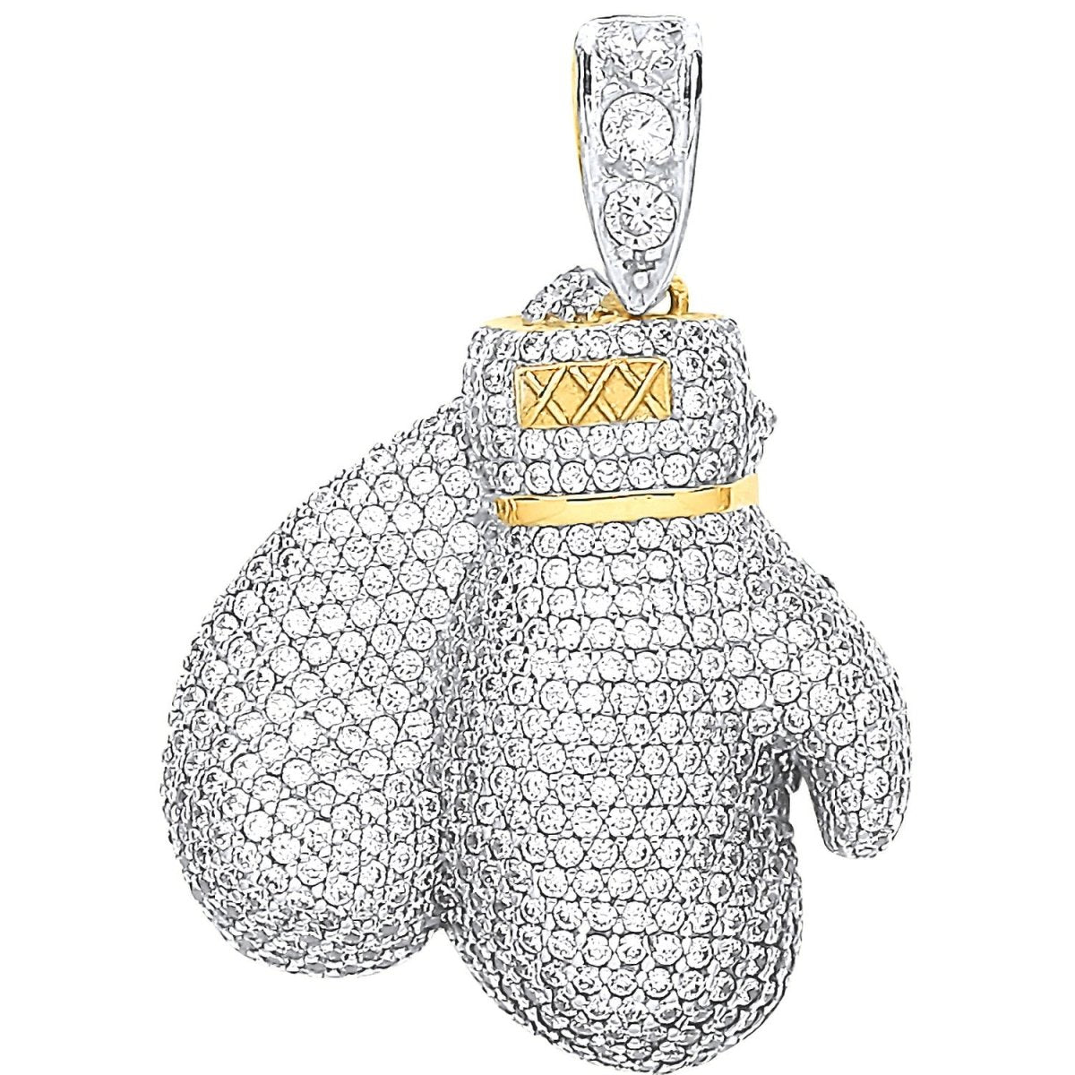 9ct Gold Large CZ Boxing Gloves Pendant – Bold and Striking - Samuel Perry
