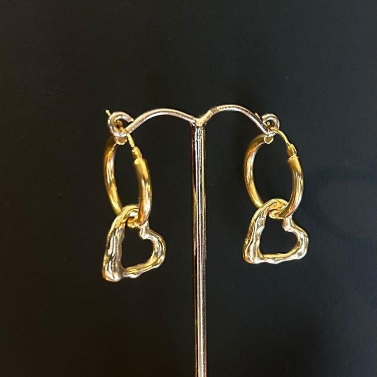 9ct Gold Molten Heart Drop Earrings - Samuel Perry
