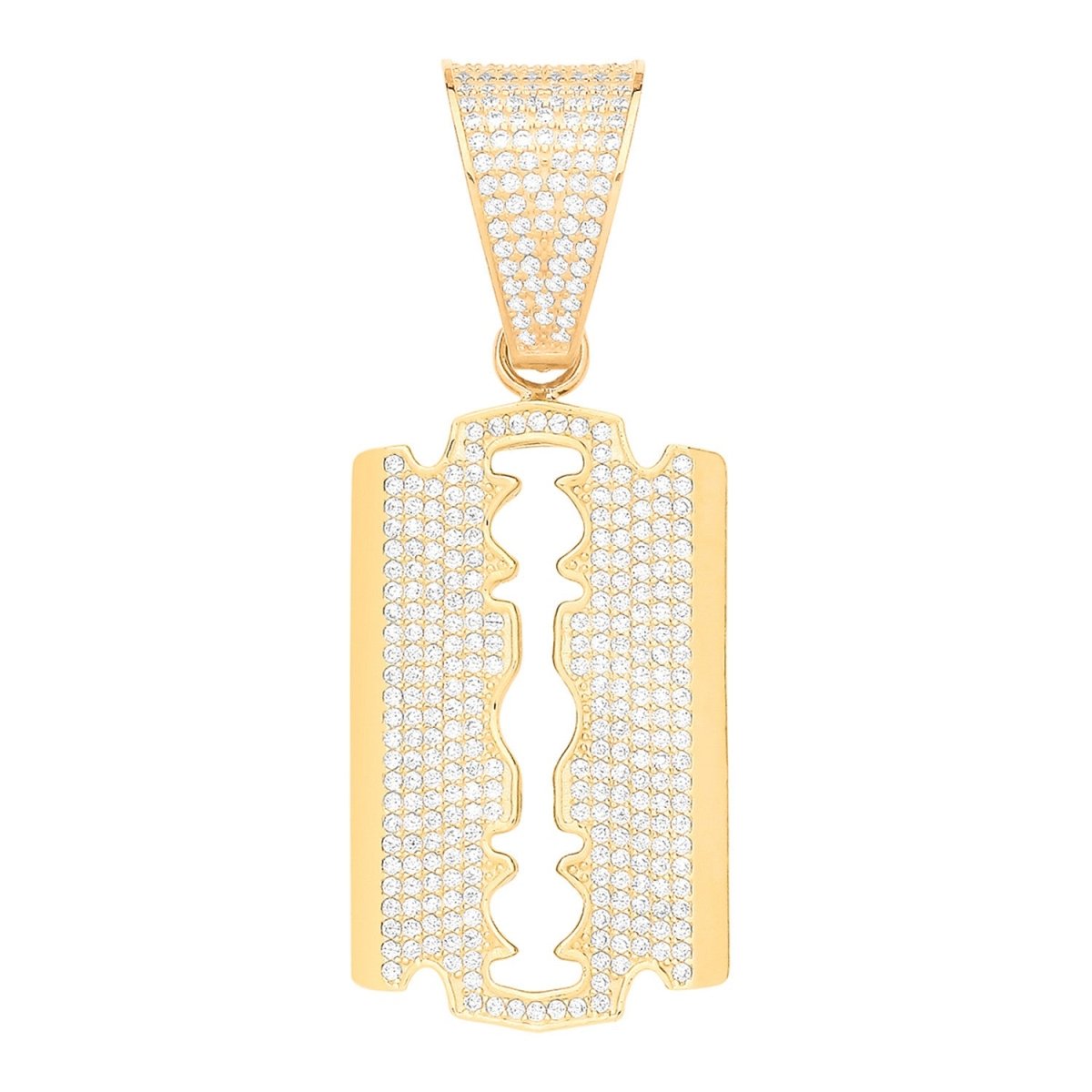 9ct Gold Razor Blade Pendant with CZ – Bold & Striking - Samuel Perry