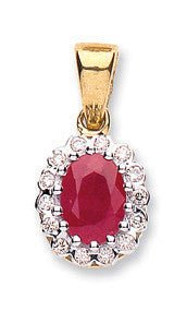 9ct Gold Ruby & Diamond Pendant - Regal Elegance - Samuel Perry