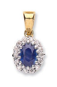 9ct Gold Sapphire & Diamond Pendant - Royal Charm - Samuel Perry