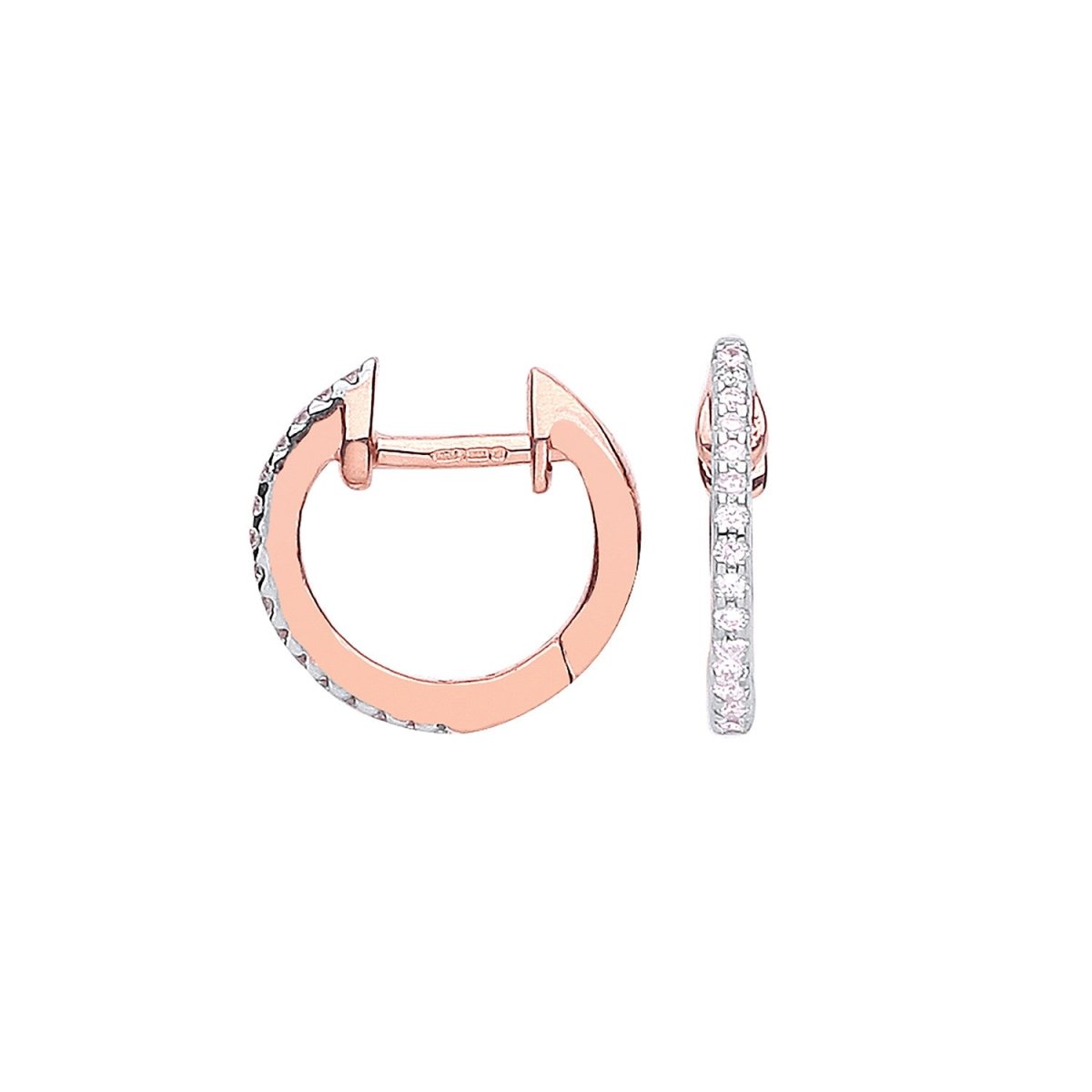 9ct Rose Gold 0.10ct Diamond Earrings - Samuel Perry