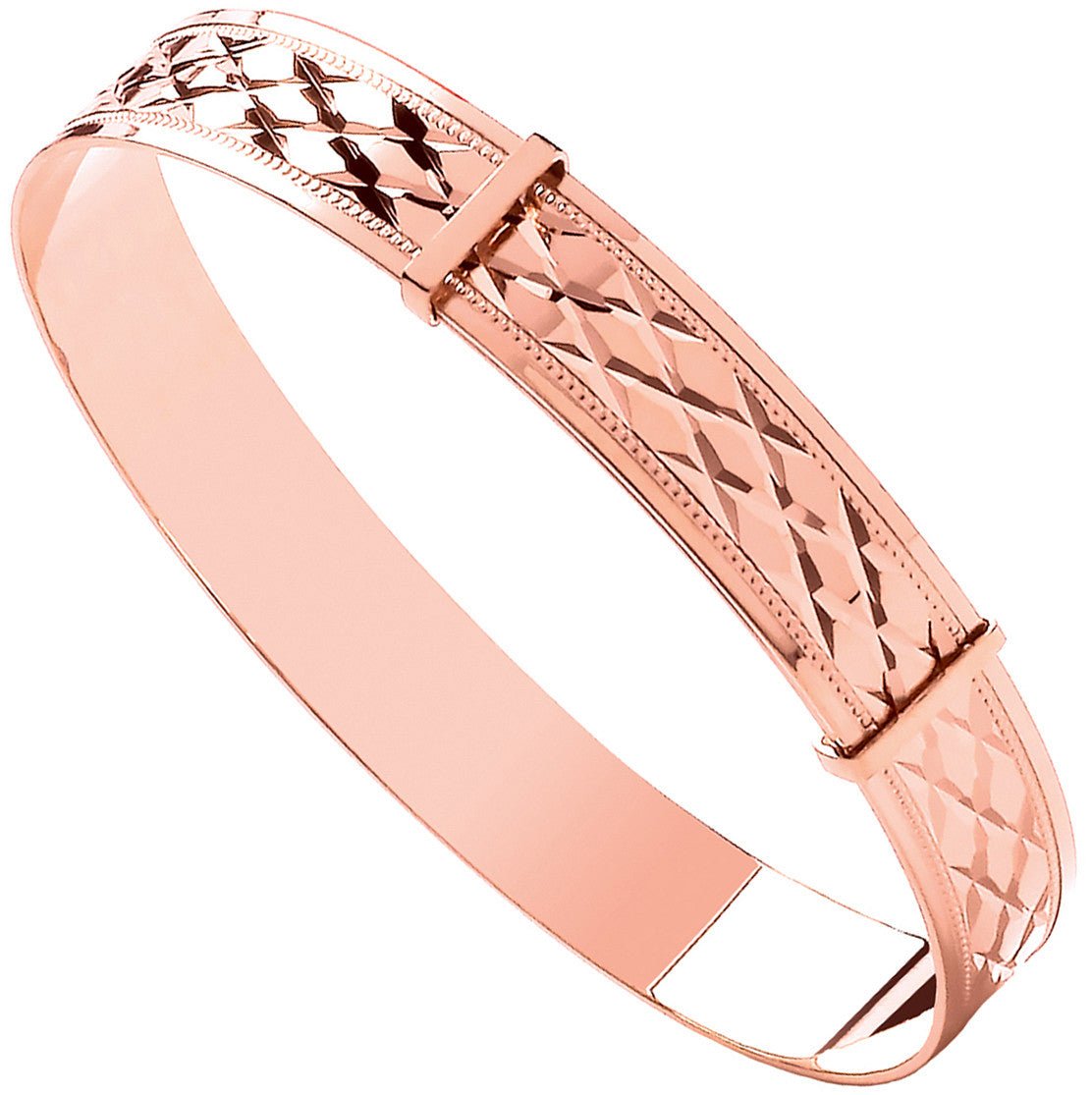 9ct Rose Gold D/C Expandable Baby Bangle – Elegant Keepsake - Samuel Perry