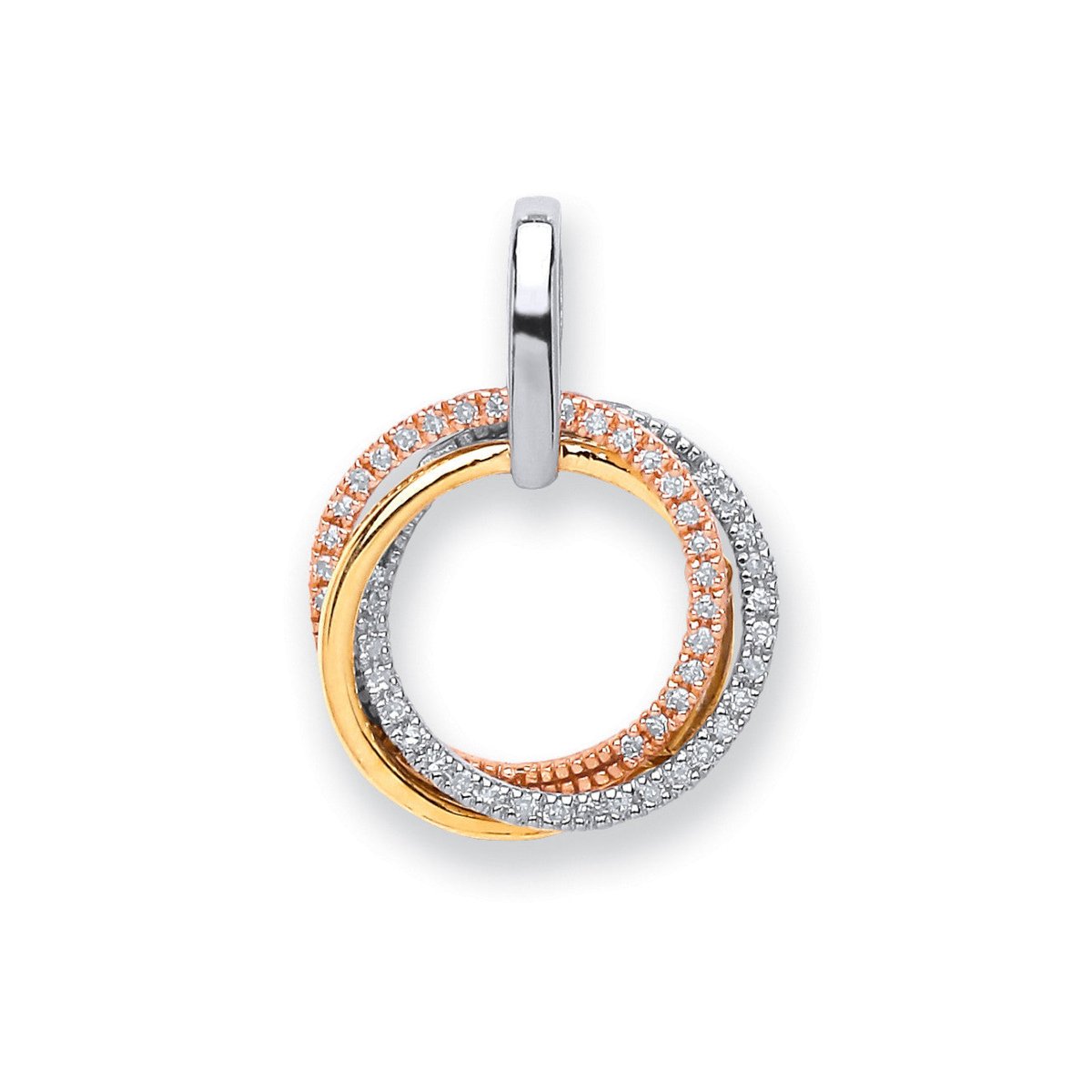 9ct Three - Colour Gold 0.15ct Diamond Circle Pendant – Radiant Elegance - Samuel Perry