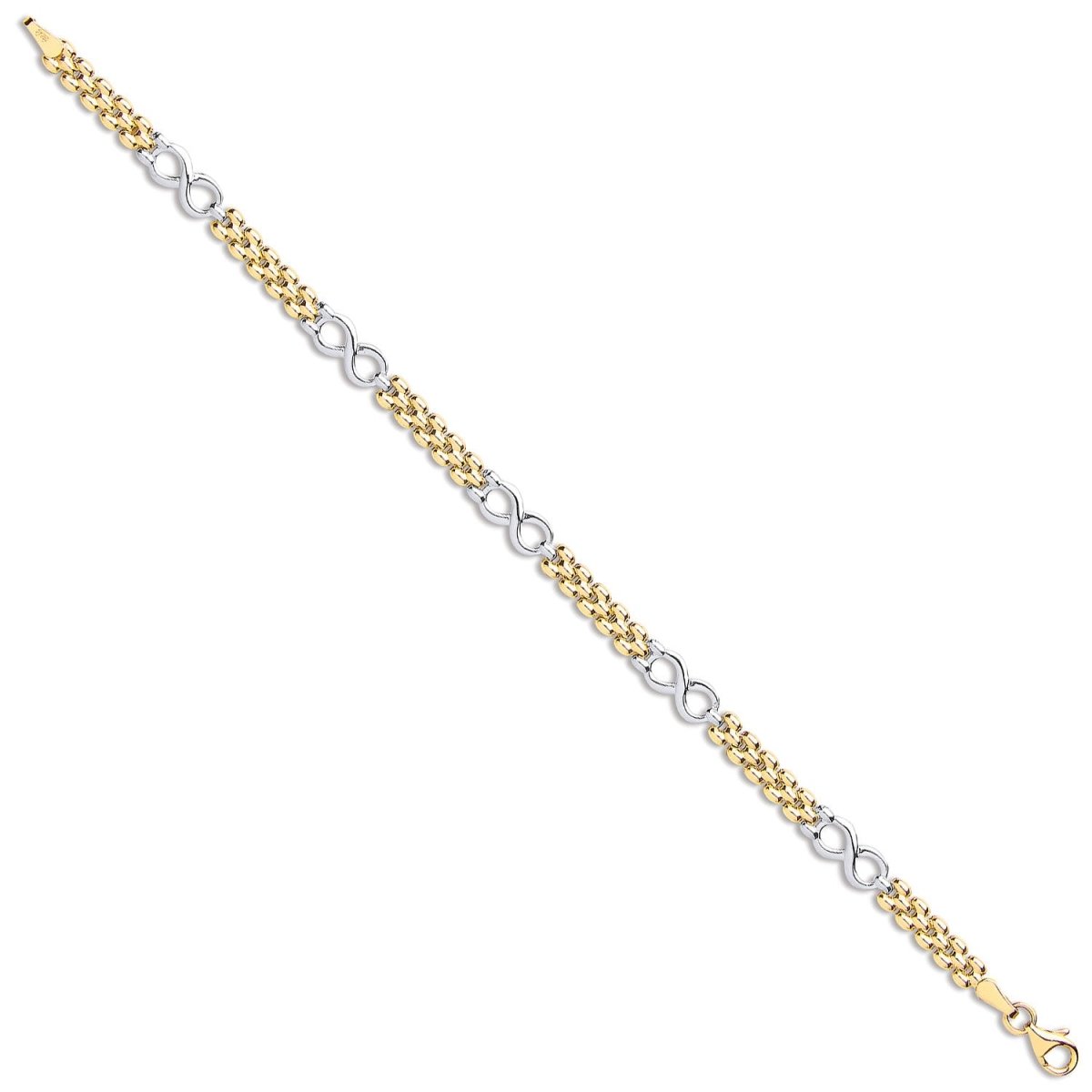 9ct White and Yellow Gold Eternity Fancy Link Ladies Bracelet - Samuel Perry