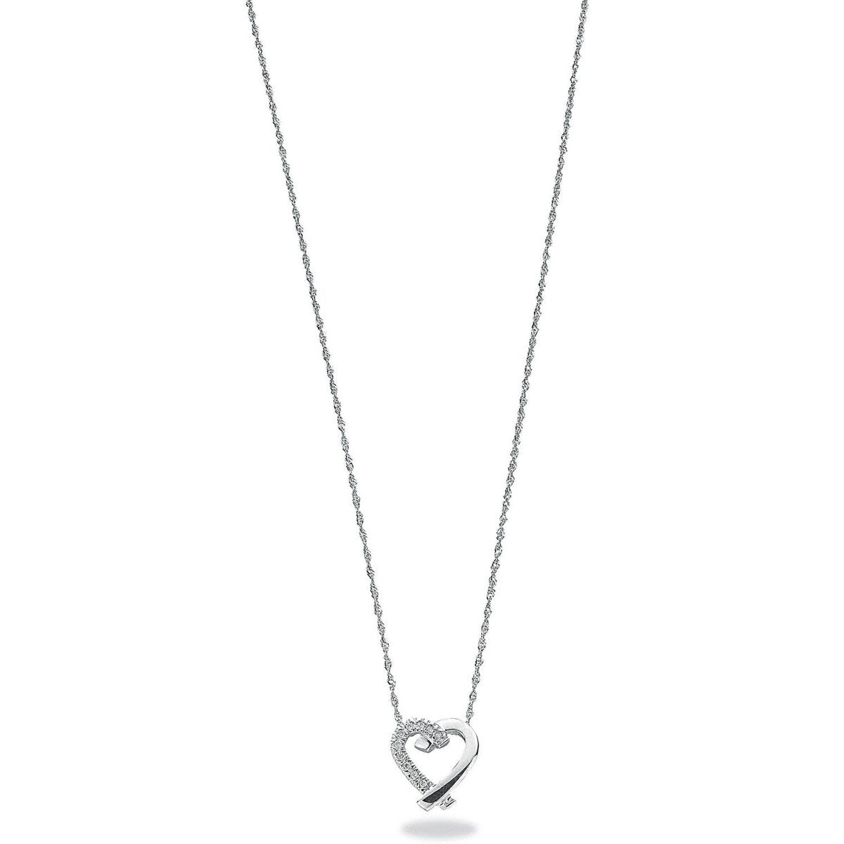 9ct White Gold 0.05ct Diamond Heart Necklace - Samuel Perry