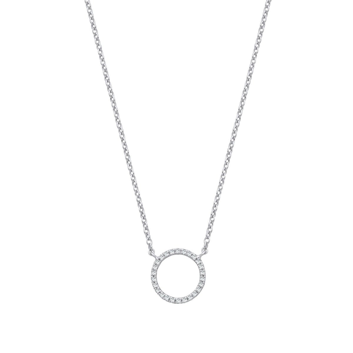 9ct White Gold 0.08ct Diamond Circle Necklace - Samuel Perry