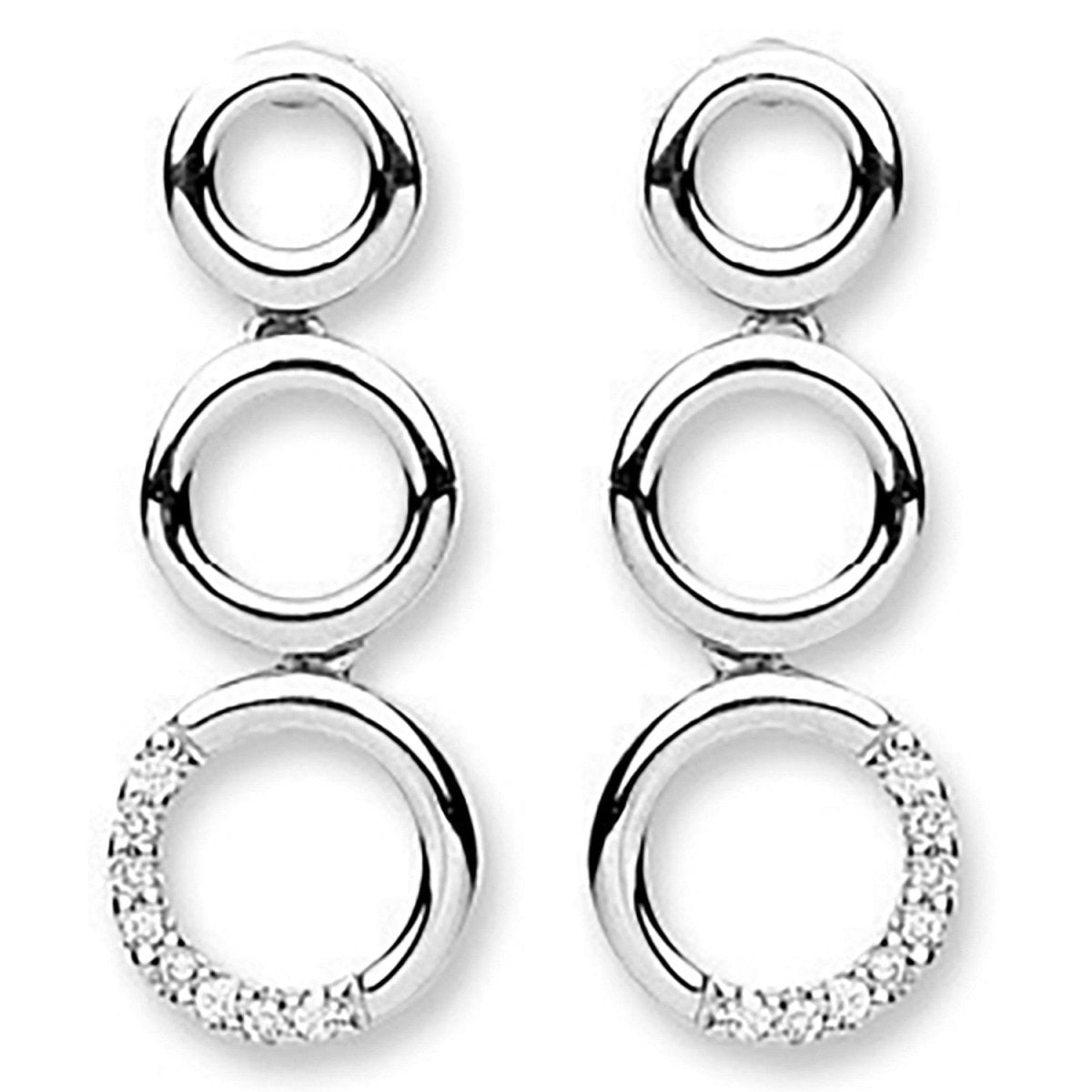 9ct White Gold 0.08ct Diamond Drop Earrings - Samuel Perry