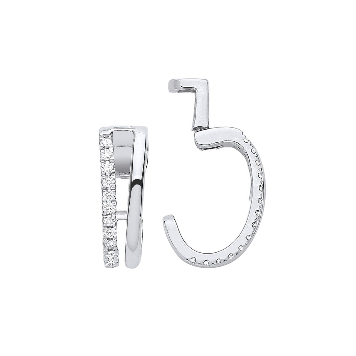 9ct White Gold 0.08ct Diamond Single Cuff Earring - Samuel Perry