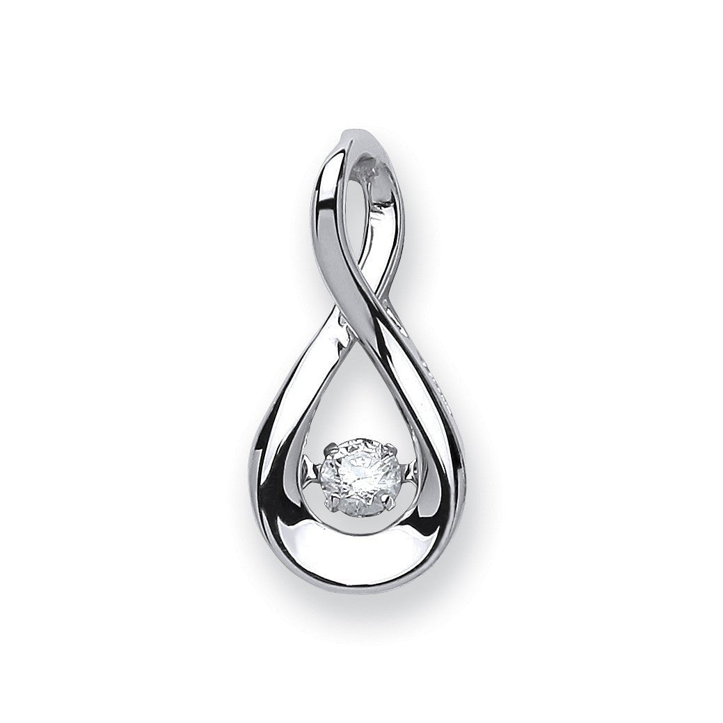 9ct White Gold 0.10ct Dancing Diamond Pendant – Radiant Elegance - Samuel Perry
