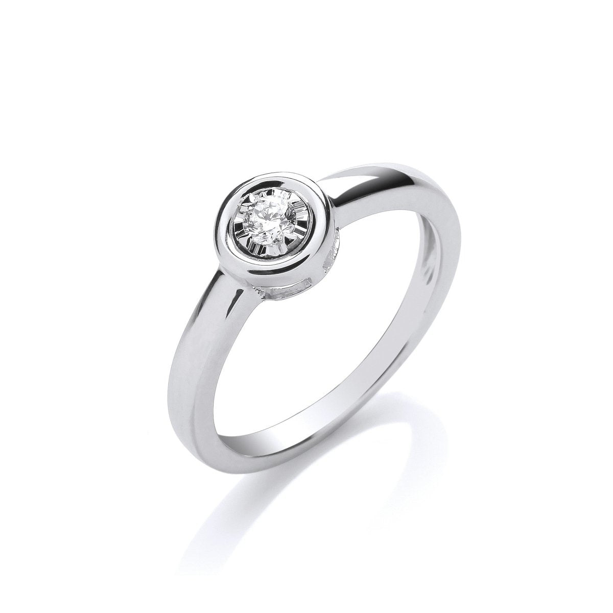 9ct White Gold 0.10ct Diamond Engagement Ring - Samuel Perry