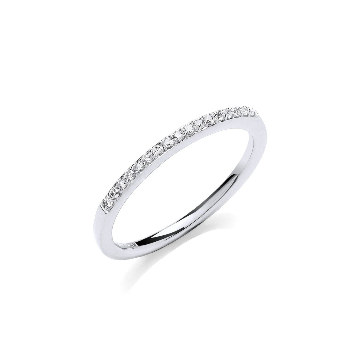 9ct White Gold 0.10ct Diamond Half Eternity Ring - Samuel Perry
