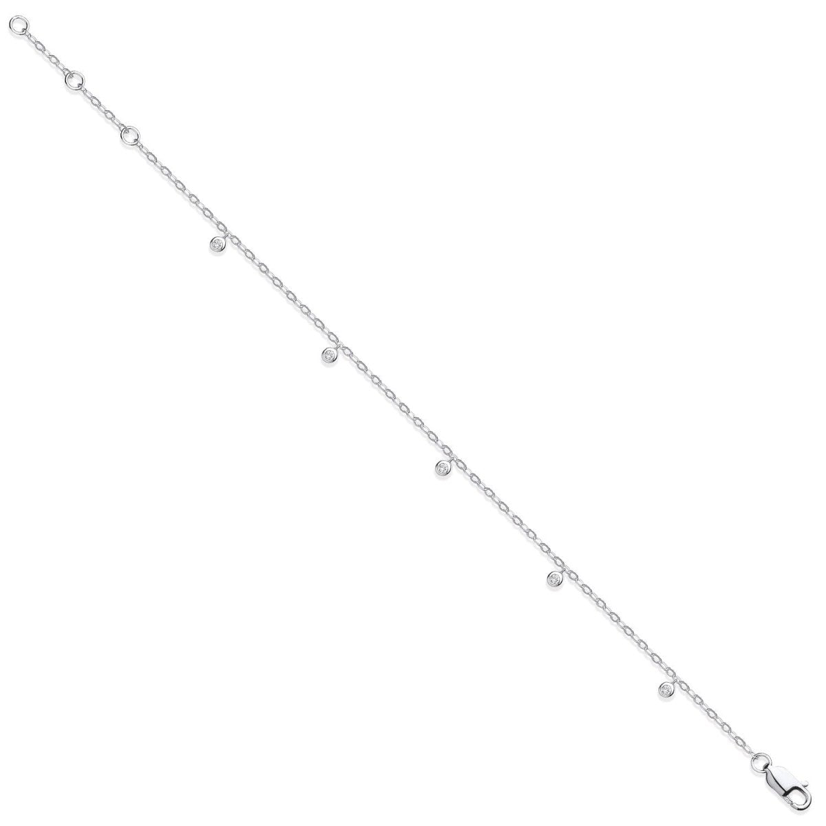 9ct White Gold 0.10ct Diamond Rubover Bracelet - Samuel Perry