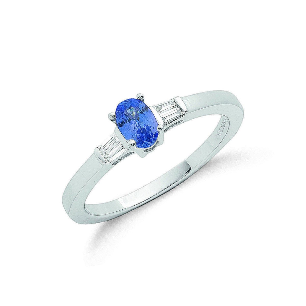 9ct White Gold 0.11ct Diamond & 0.48ct Tanzanite Ring - Samuel Perry