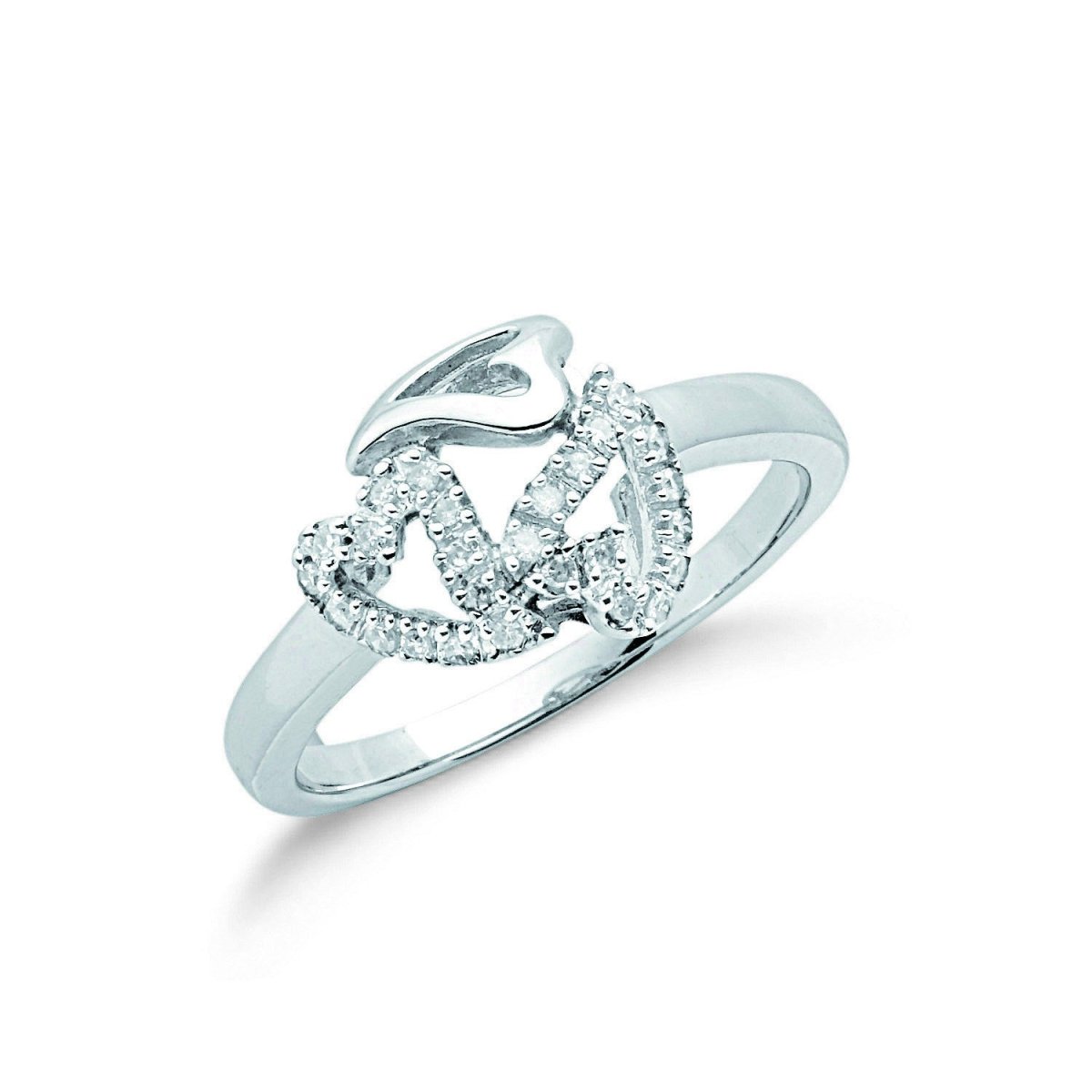 9ct White Gold 0.12ct Diamond Heart Ring - Samuel Perry