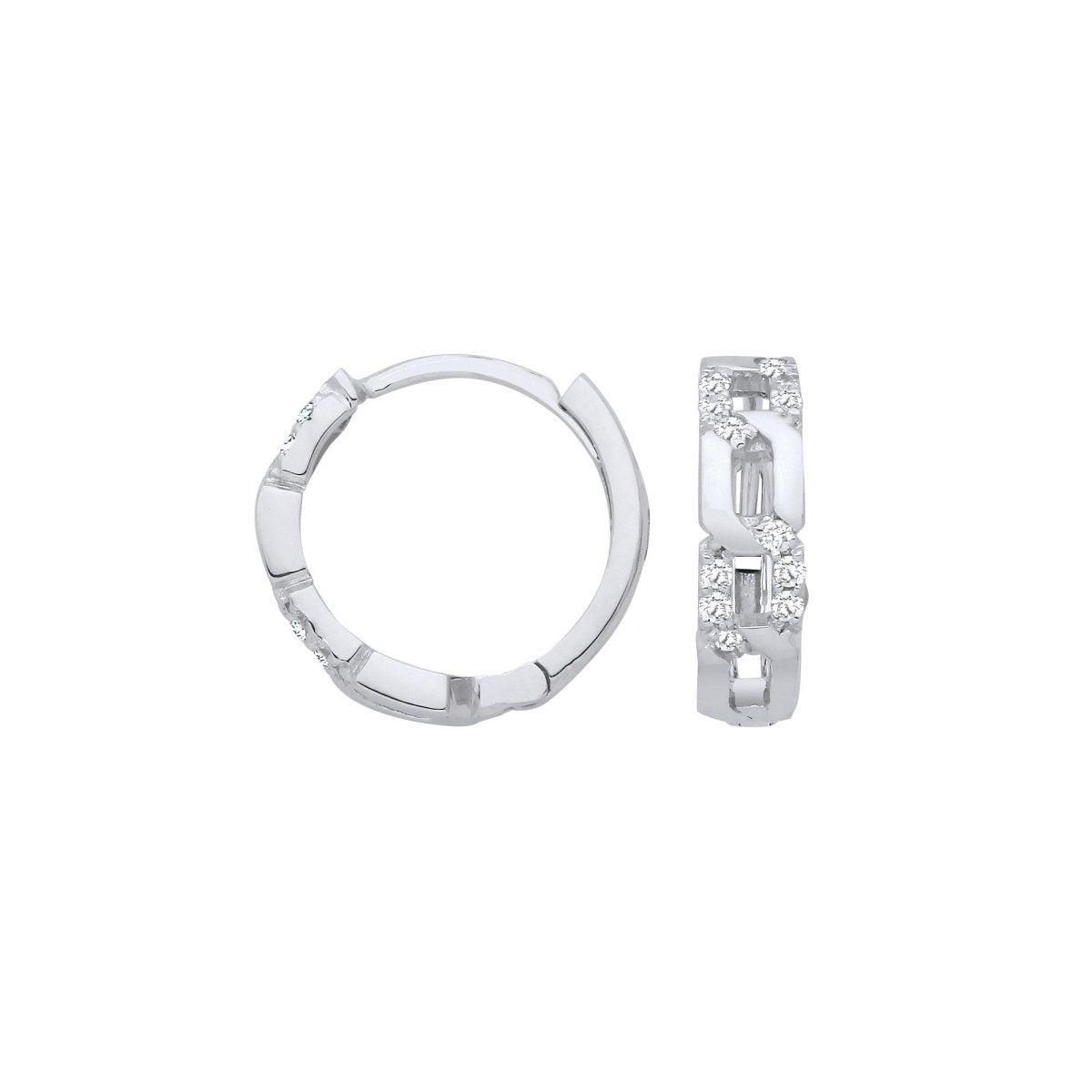 9ct White Gold 0.12ct Diamond Huggie Earrings - Samuel Perry
