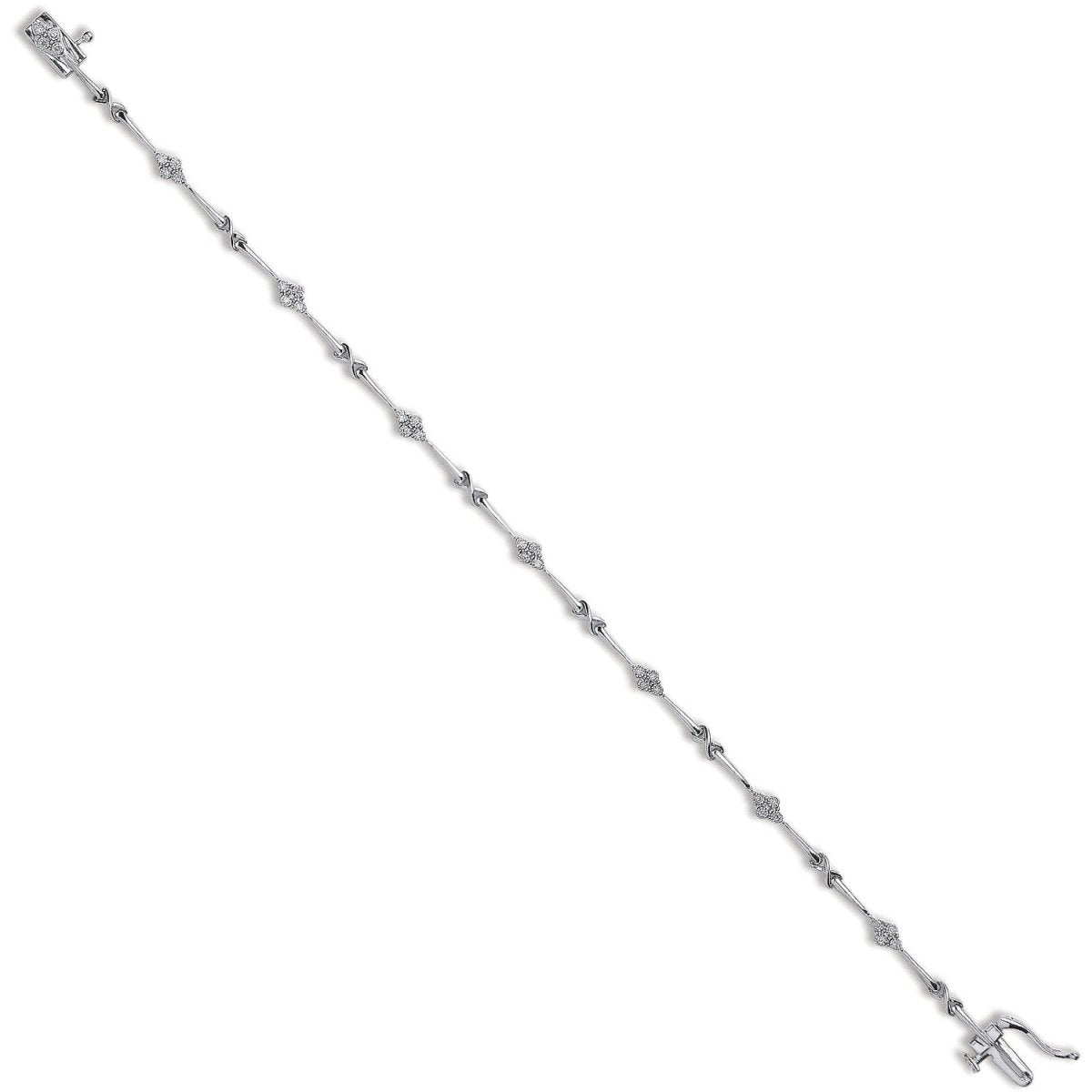 9ct White Gold 0,15ct Diamond Kiss Bracelet - Samuel Perry