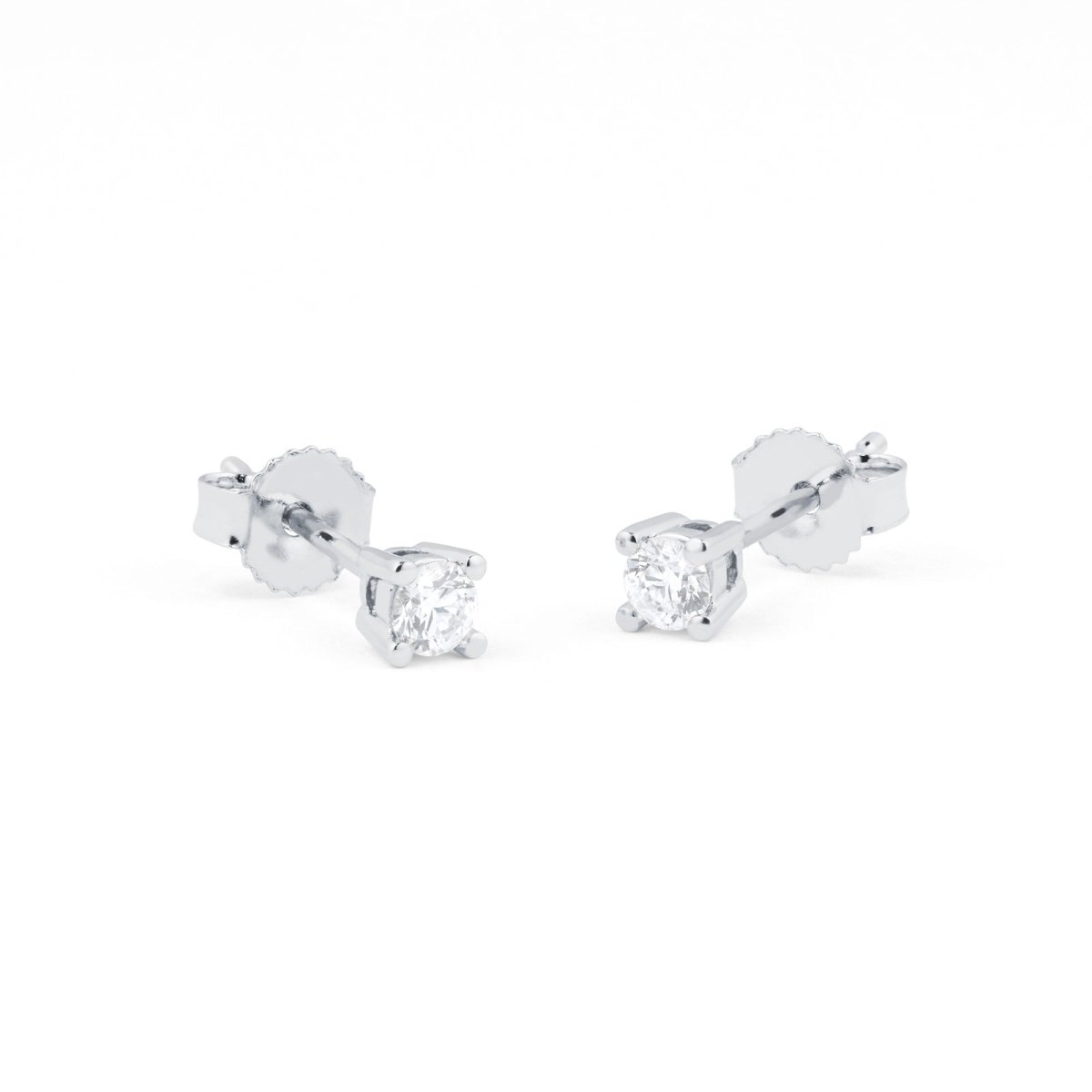 9ct White Gold 0.15ct Diamond Solitaire Earrings - Samuel Perry