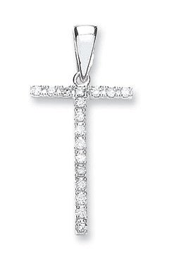9ct White Gold 0.15ct Diamond "T" Initial Pendant - Samuel Perry